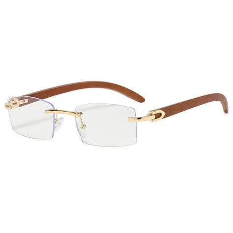 Classic Diamond-cut Rimless Rectangle Sunglasses