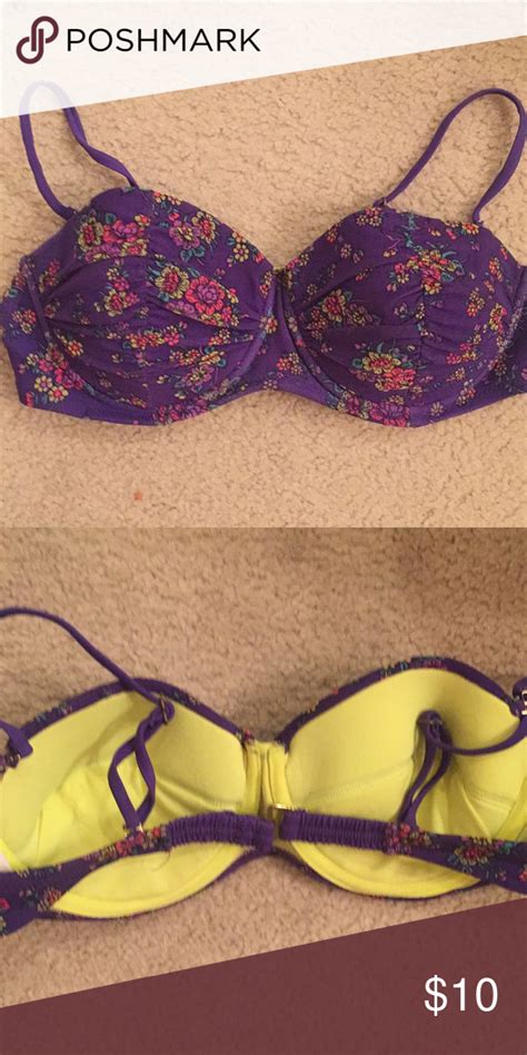 Xhiliration Purple Flower Bikini Top Large Flower Bikini Bikini Tops