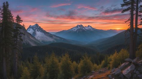 Wallpaper Mountains Forest Sunset Osx Nature