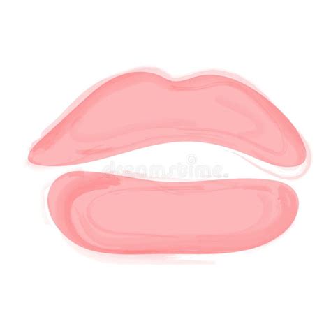 Watercolor Pink Lips On A White Background Isolated Element Stock