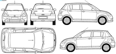 Car Blueprints Suzuki Swift Blueprints Vector Drawings Clipart And