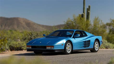 Ferrari Testarossa Blue Cars Italian Cars 80s Cars Car Mountains