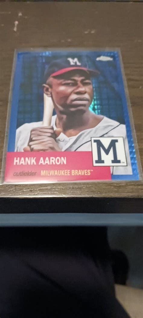 2022 Topps Chrome Platinum Blue Prism Ref 44 Hank Aaron Braves EBay