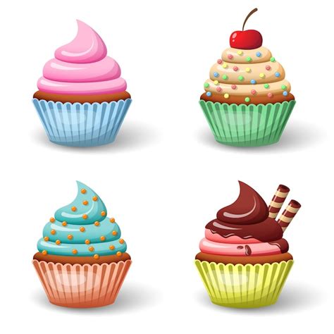 Premium Vector Sweet Cupcake Set