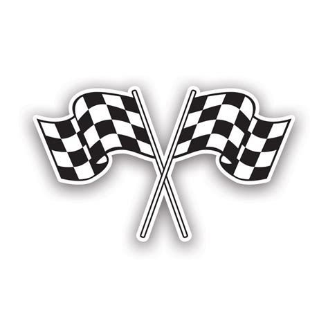 Dual Checkered Flags Sticker Decal Self Adhesive Vinyl Weatherproof Made In Usa Win