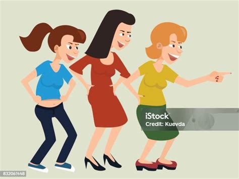 Laughing And Mocking Women Vector Cartoon Stock Illustration Download