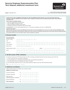 Fillable Online Suncorp Employee Superannuation Plan Term Deposit Fax