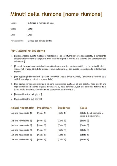 Modelli Di Verbale Di Riunione Microsoft Create