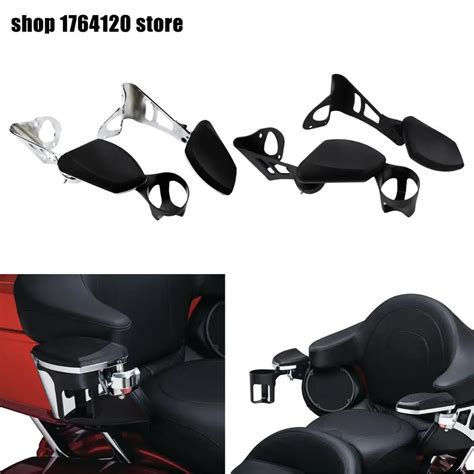 Adjustable Passenger Armrests Arm Rests W Cup Holder For Harley