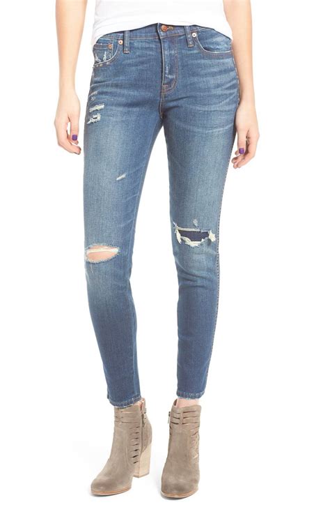 Madewell High 9 Inch High Rise Skinny Jeans Ripped And Patched Edition Nordstrom Skinny