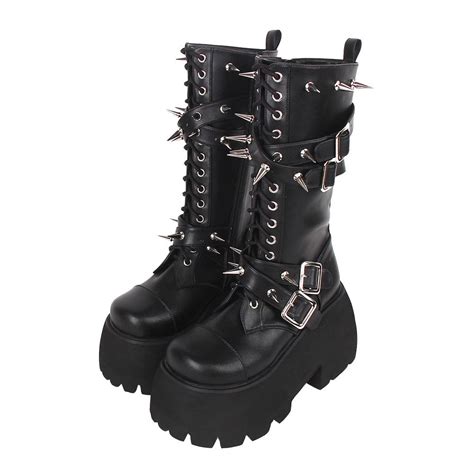 Taafo Women Motorcycle Cool Punk Boots Lady Dark Style Shoes Woman