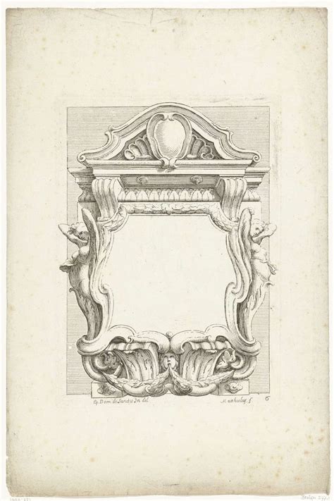 Cartouche Met Twee Gevleugelde Vrouwelijke Hermen Lodovico Mattioli