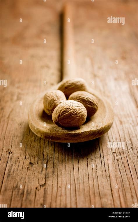 Nutmeg Seeds Spice Stock Photo Alamy