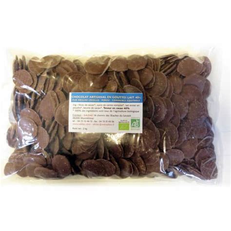 Chocolat Au Lait 46 En Gouttes Bio Vrac 2kg SALDAC Suisse Sarl