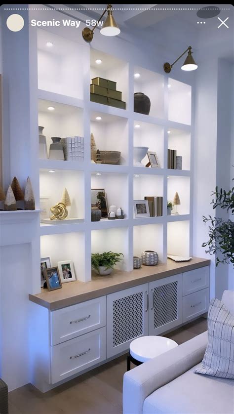 Stylish Living Room with White Shelves