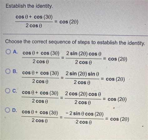 Solved Establish The Identity Cos Cos Cos Chegg