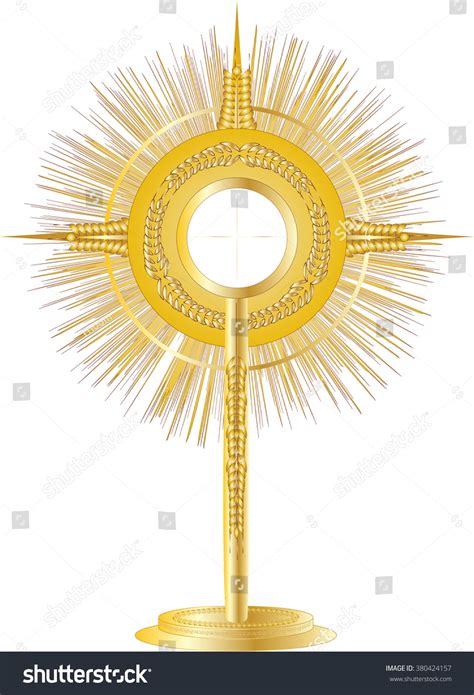 Golden Monstrance Eucharistic Adoration Blessed Sacrament Stock Vector