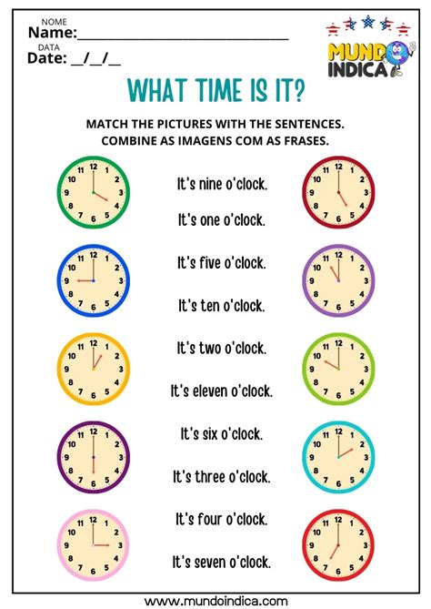 Exercicios Ingles Horas - 11 Atividades de Inglês sobre Horas para Imprimir