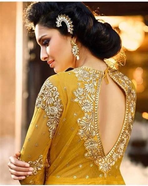 Yellow Backless Designer Partywear Anarkali Suit With Work Anarkali