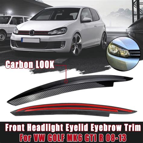 Pcs Carbon Look Front Headlight Eyelid Eyebrow Trims For Vw Golf Mk