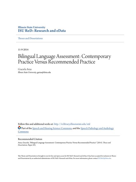 Bilingual Language Assessment Contemporary Practice Versus Recom Pdf