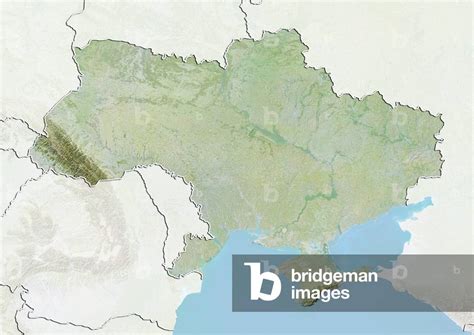 Image Of Relief Map Of Ukraine With Border And Mask This Image