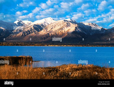 Wasatch Mountains and Utah Lake Stock Photo - Alamy