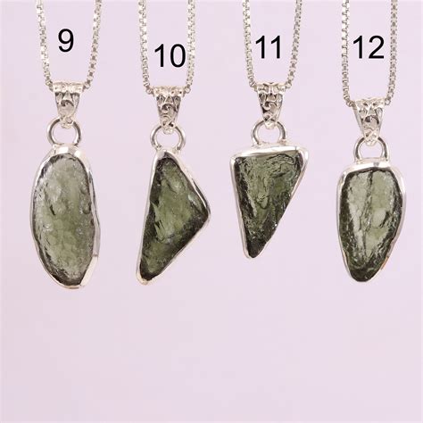 Moldavite Pendant Raw Moldavite Necklace Sterling Silver Etsy