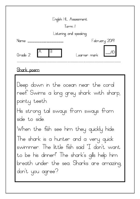 FATS Formal Assessment Tasks Grade 1 Term 1 English Home Language