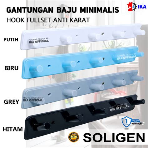 Jual Gantungan Baju Soligen Hanger Kait Plastik Pvc Kapstok Dinding