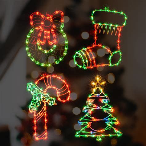 LAMPHOME Christmas Window Silhouette Lights, 4 Pack Lighted 16'' Wire ...