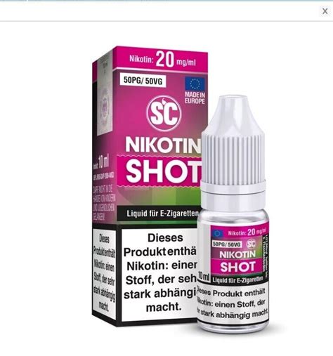 NIKOTIN SHOTS 10 X 10ml 100ml PG50 VG50 20mg Nikotin E Liquid Base