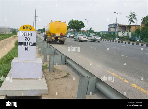 Milestone at the roadside, National Highway 8, New Delhi, India Stock ...