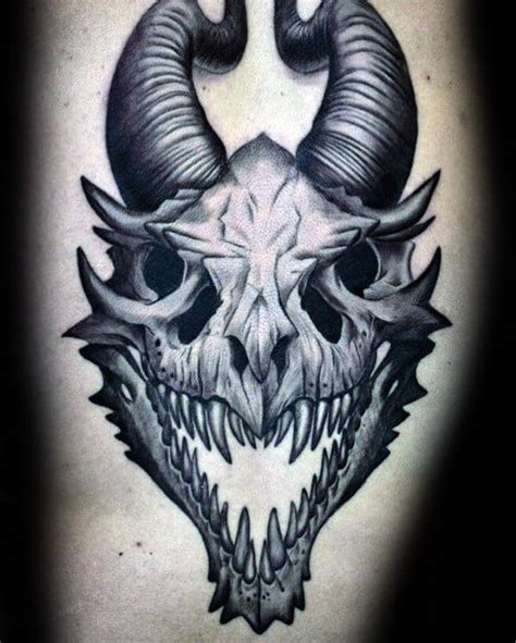 60 Dragon Skull Tattoo Designs For Men - Manly Ink Ideas