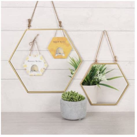 Small Gold Geometric Mirror