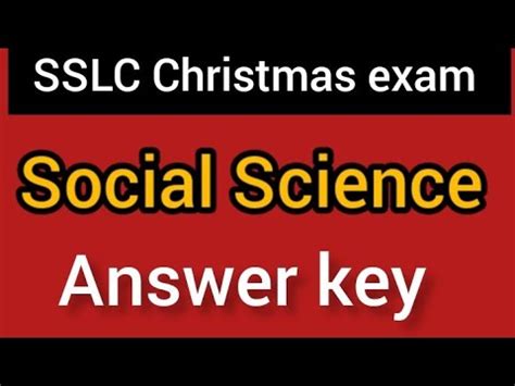 Sslc Social Science Christmas Exam Answer Key Social Science Answer Key