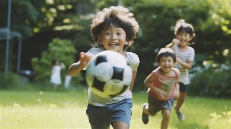 Premium Photo | Kids playing soccer