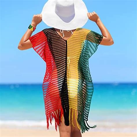 Hicarer 5 Pcs Womens African Jewelry Set Beach Crochet Dress Jamaican