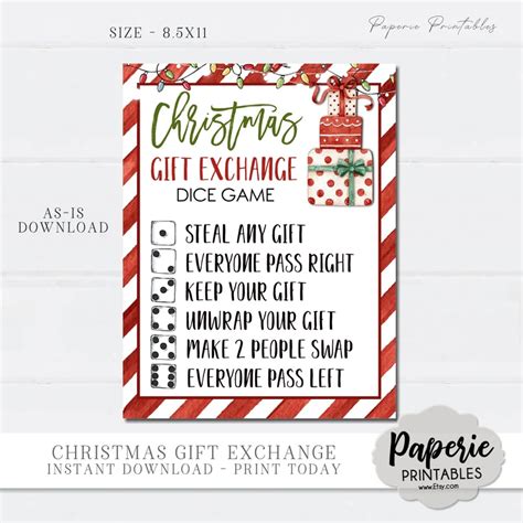 Christmas White Elephant Gift Exchange Rules Printable | Etsy ...