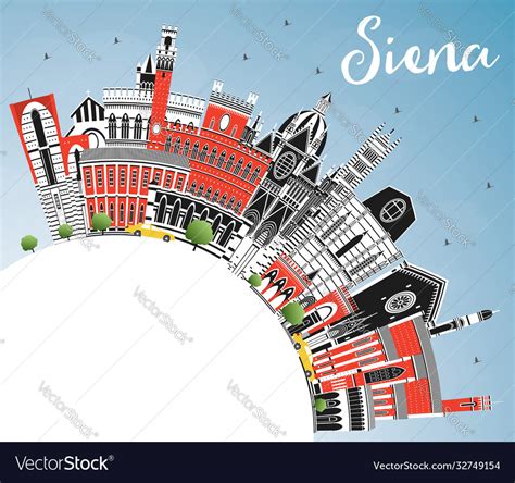 Siena Tuscany Italy City Skyline With Color Vector Image