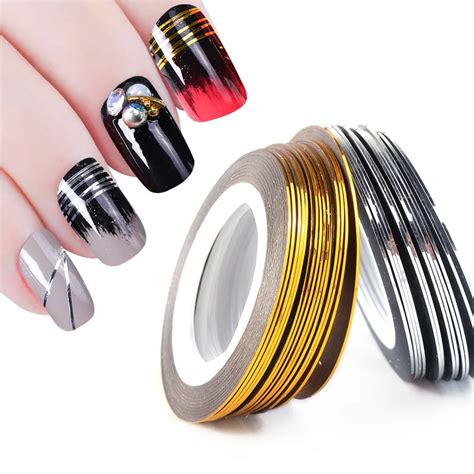 Roll Mm Gold Silver Glitter Striping Tape Lines For Nail Art Mm