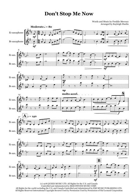 Dont Stop Me Now Sheet Music Queen Woodwind Ensemble