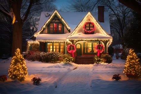 Premium AI Image | Beautifully decorated house at night with Christmas ...