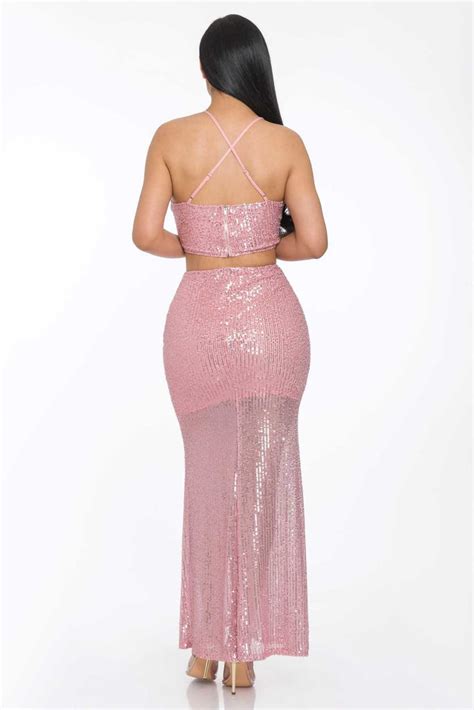 Pink Sequin Maxi Dress Shop Ddmine