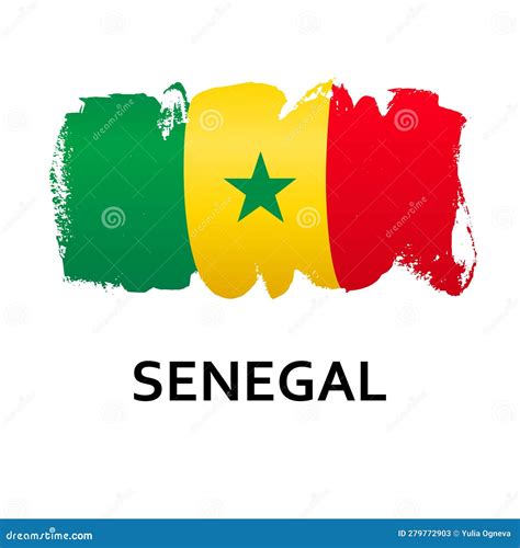 National Symbols Flag Of Senegal Isolated On White Background Hand