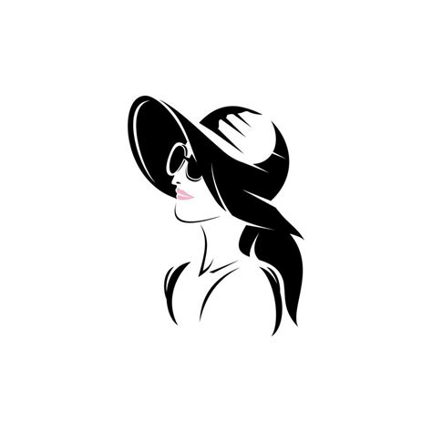 Elegant Woman Wearing Hat Vector Illustration Black And White