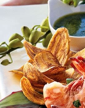 PLANTAIN CHIPS WITH WARM CILANTRO DIPPING SAUCE Recipe