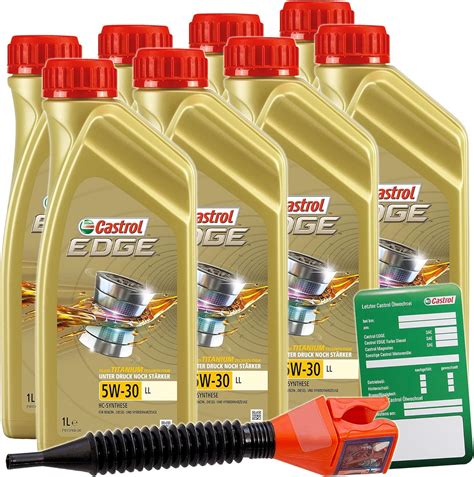 8x 1 L Liter Castrol Edge Fluid Titanium 5W 30 LL Motoröl inkl Castrol