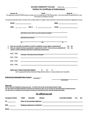 Fillable Online Petition For Certificate Of Achievement For Official