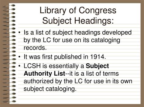 Ppt Library Of Congress Subject Headings Powerpoint Presentation